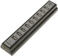 Активный USB хаб Digital YK-185 Black на 10 портов с активной зарядкой, Разветвитель с блоком питания Юсб Hub с 10 выходами для компьютера Черный