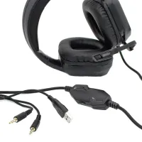 Игровые проводные наушники Cyberpunk CP-007 с подсветкой и микрофоном Геймерские полноразмерные наушники с гарнитурой для ПК и ноутбука 96491 Черные