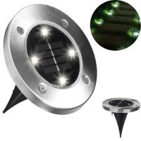 Уличный садовый LED светильник на солнечной батарее Solar Disk Lights, Универсальная подсветка в сад IP65, Грунтовой светодиодный фонарь со штыком