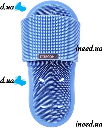 Силиконовый массажный шлепок Massage Slipper Tatboomu для массажа стоп ног, Тапочек 28.5х13.5 см с акупунктурным эффектом из силикона для душа Синий