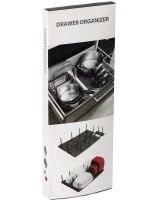 Раздвижной кухонный держатель сушилка Drawer Organizer LY-308 для сушки посуды и крышек на мойку, Телескопическая подставка для тарелок MAG-743