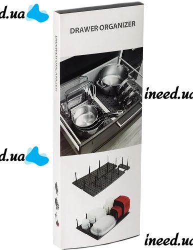 Раздвижной кухонный держатель сушилка Drawer Organizer LY-308 для сушки посуды и крышек на мойку, Телескопическая подставка для тарелок MAG-743