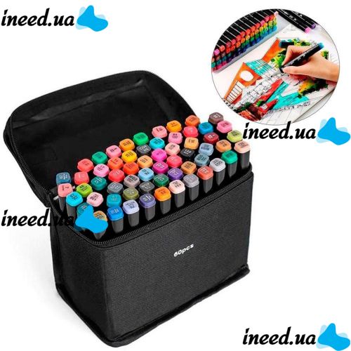 Touch Raven TR-60 Colors Professional set of double-sided sketch Markers for alcohol-based drawing, markers 60 pcs