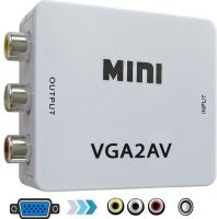 Конвертер переходник VGA на AV RCA тюльпан, Универсальный активный адаптер со звуком и внешним питанием VGA-AV Аудио 3.5 mm Converter Mini 1080P
