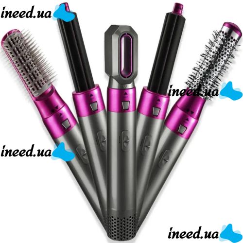 Electric Brush Hot Air Styler 5 in 1 hair Dryer styler for drying, styling and volume of hair, multi-styler with nozzles for curling and straightening