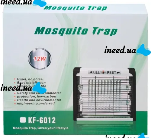 Электрическая светодиодная лампа ловушка Mosquito Trap KF-6012 12W для насекомых, Ловушка уничтожитель комаров и мух Kill Pest 12Вт от сети Белая