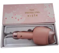 Ceramic Curling Iron 32 mm Egg Roll Stick XL-290 45W, Ceramic Curling Iron with Double Cylinder for Curls Pink