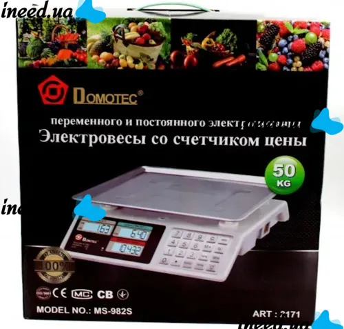 Торговые электронные весы Domotec MS-982S от 5 гр до 50 кг Metal Button с металлическими кнопками MX-414