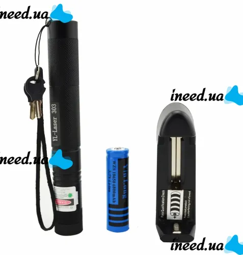 Мощная лазерная указка Green Laser Pointer YL-303 1000mW, аккумуляторный зеленый лазер с ключом BL-303 диодный с насадкой эффектов для презентации