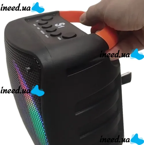 Бездротова Bluetooth колонка JBK-S1 з RGB LED підсвічуванням і функцією Power Bank, акумуляторна блютуз акустика USB AUX для Android IOS Чорна