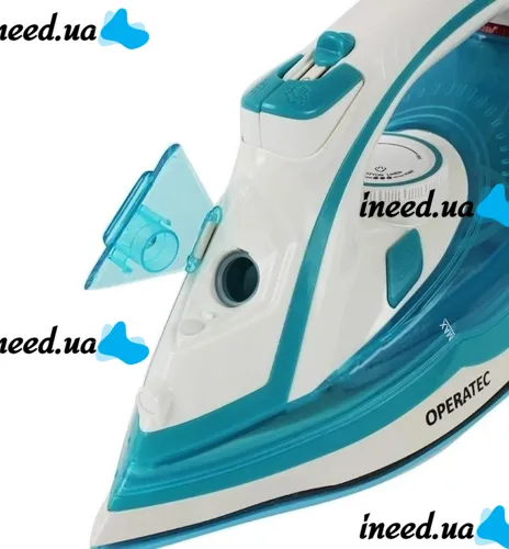 Manual steam iron Operatec OP-1003 2200W with ceramic sole steam regulator for ironing clothes OP1003 with steam from the mains 2200W Blue