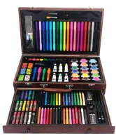 Детский набор для рисования и творчества Super Artist Tool Kit 123 предмета в деревянном чемодане Художественный комплект карандашей и красок в кейсе