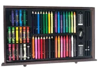Детский набор для рисования и творчества Super Artist Tool Kit 123 предмета в деревянном чемодане Художественный комплект карандашей и красок в кейсе