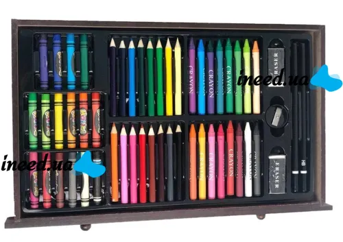 Детский набор для рисования и творчества Super Artist Tool Kit 123 предмета в деревянном чемодане Художественный комплект карандашей и красок в кейсе