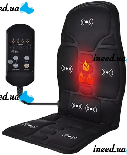 Массажная накидка на кресло Massage Cushion Inspire 083MC с подогревом в автомобиле Вибрационный массажер LY-54 для сидения от сети и прикуривателя