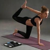 Электронные напольные фитнес весы Digital A-8003 Black до 180 кг c Bluetooth и приложением на телефон, Черные умные смарт весы с Led дисплеем
