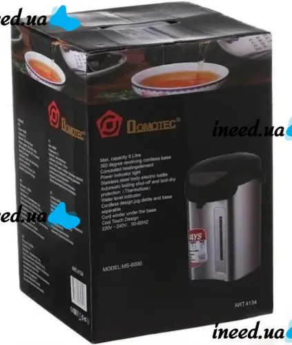 Электрочайник термос термопот Domotec MS-6000 6л литров 800W с дисплеем и поддержанием температуры, Электрический термос чайник с подогревом кипятка
