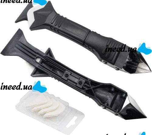 Пластиковый силиконовый шпатель скребок для герметика и силикона Silicon Trowel Scraper GS-3991P, Набор из 5 насадок для удаления заделки швов