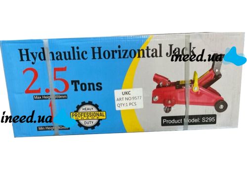 Автомобильный гидравлический подкатной домкрат Forte Jack S295 до 2.5 тонн, Горизонтальный подъемник FJ565 до 2500 кг 125x320мм для машины Красный