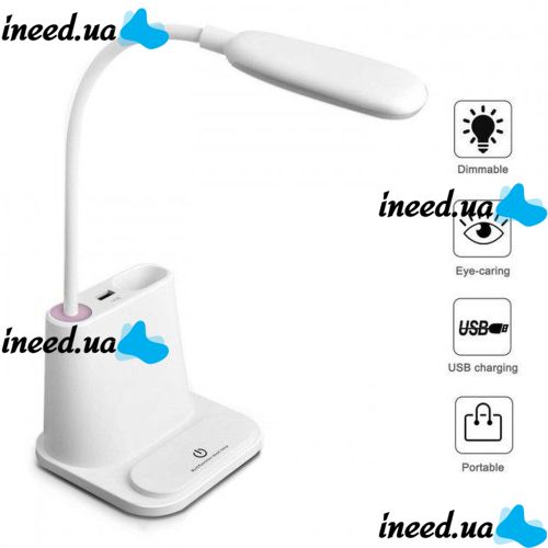 Настольная аккумуляторная LED лампа Bionic Desk Lamp DL-43, cветодиодный сенсорный светильник 3 в 1 Power Bank Умная лампа