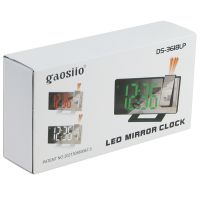 Электронные зеркальные настольные часы Gaosiio 3618LP со встроенным проектором с зеленой LED подсветкой, Светодиодные часы с будильником