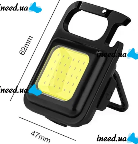  Карманный фонарик брелок Bailong SH-J031-SWS COB 240 LED с магнитом и карабином, Аккумуляторный водонепроницаемый мини фонарь на ключи с открывалкой
