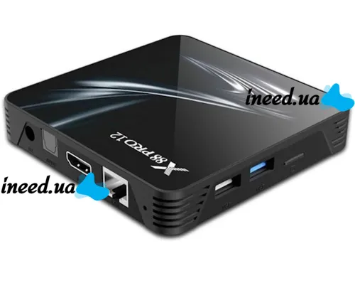 Смарт приставка для телевизора с пультом X88 Pro 12 DDR 4G eMMC128G, Медиаплеер Android 12, Цифровая ТВ приставка со встроенным Wifi модулем Черная