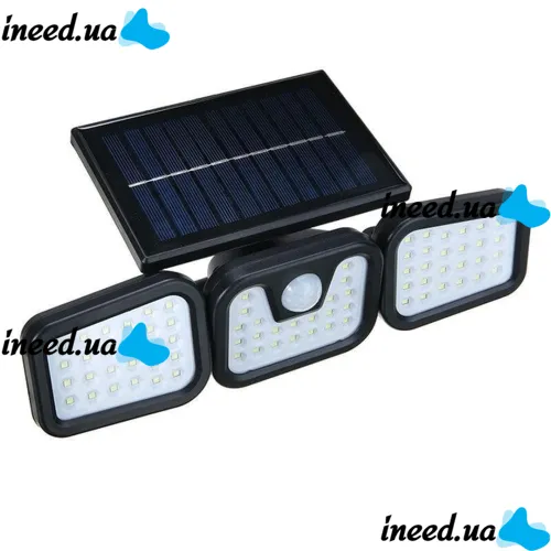 Вуличний потрійний ліхтар Split Solar Wall Lamp FL - 1725B на сонячній батареї з датчиком руху, Настінний акумуляторний вологозахищений світильник