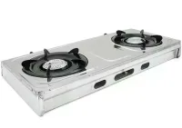 Настольный газовый таганок Domotec MS-6606 на 2 конфорки Переносная двухконфорочная газовая плита настольная варочная поверхность для баллонного газа