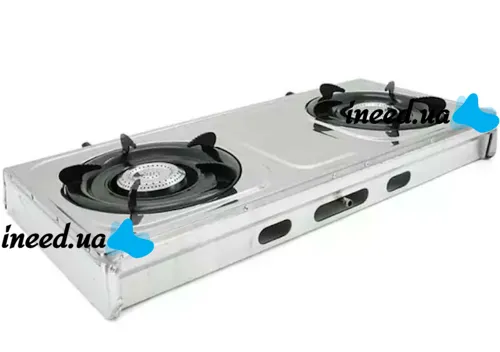 Настольный газовый таганок Domotec MS-6606 на 2 конфорки Переносная двухконфорочная газовая плита настольная варочная поверхность для баллонного газа
