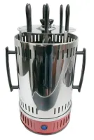 Вертикальная электрическая шашлычница Domotec MS-7783 1000W на 6 шампуров, Настольная Электрошашлычница для дома со съемным поддоном Красная