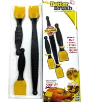 Набор кондитерских силиконовых кистей Better Brush из 3 штук с пластиковой ручкой для смазывания еды, выпечки, кулинарные кисточки для кухни Желтые
