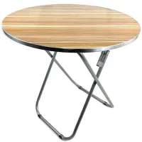 Туристический раскладной круглый стол Round Folding Table 60х70 см для пикника, Складной алюминиевый столик МДФ для кемпинга и сада Коричневый