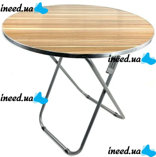 Туристический раскладной круглый стол Round Folding Table 60х70 см для пикника, Складной алюминиевый столик МДФ для кемпинга и сада Коричневый