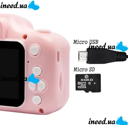 Детский цифровой фотоаппарат Smart kids Kitty XO XJ01 с селфи камерой и видео съемкой 600mAh, Камера Котик 2" с встроенными играми для детей Розовый