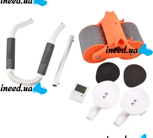 Автоматический ролик тренажер Healthy Abdomen Wheel DL-431 для пресса живота с отскоком и поддержкой локтя с дисплеем, Колесико с ковриком AND438