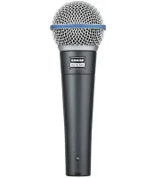 Динамический проводной микрофон Shure Beta 58A ручной для пения, Вокальный шнуровой микрофон Шур для записи голоса и караоке с чехлом Черный