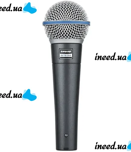 Динамический проводной микрофон Shure Beta 58A ручной для пения, Вокальный шнуровой микрофон Шур для записи голоса и караоке с чехлом Черный