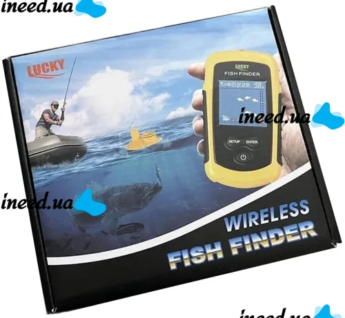 Портативный эхолот Lucky Fish Finder FFW1108-1 с цветным экраном до 100м для поиска рыбы Универсальный проводной рыболокатор для рыбалки Желтый