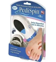 Электрическая пемза Pedi Spin Pro Педи Спин для удаления огрубевшей кожи стоп и пяток, Прибор для чистки ног со сменными насадками Pedispin Белая