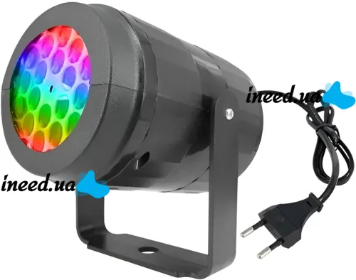 Новогодний лазерный проектор Led Projection Light 1367-3 на 16 рисунков, Настенный вращающийся проектор подсветка с кронштейном для дома Черный
