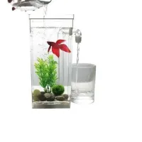 Самоочищающийся аквариум My Fun Fish 2 л с LED подсветкой 12x12x25 см, Квадратный, маленький акриловый наноаквариум с системой самоочищения для рыбок