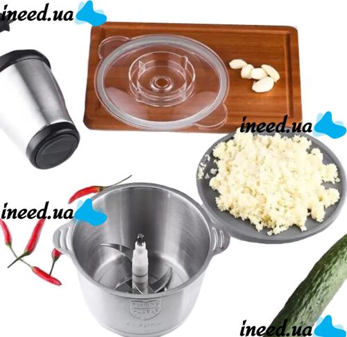 Электрический измельчитель мясорубка Cooking Молния ZP-051 600W с двухъярусным лезвием Металлический кухонный блендер мини комбайн с чашей 2л BT-7019