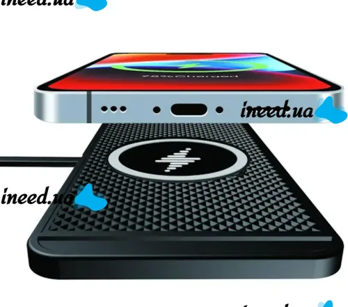 Автомобильная беспроводная зарядка Car Wireless Pad C1 15W для зарядки телефона, Силиконовый зарядный коврик в авто с антискользящим покрытием Черный