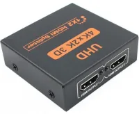 Двонаправлений комутатор розгалужувач відеосигналу Splitter 1x2 OEM HVS01 на 2 HDMI порту з підтримкою 4к, 2k, Активний спліттер 48512 Чорний