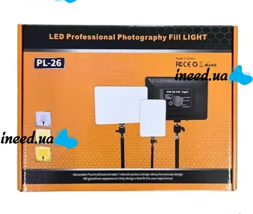 Professional Rectangular LED Lamp Fill Light PL-26 for Studio Photography, LED Spotlight for Photos and Videos with Hinged Head