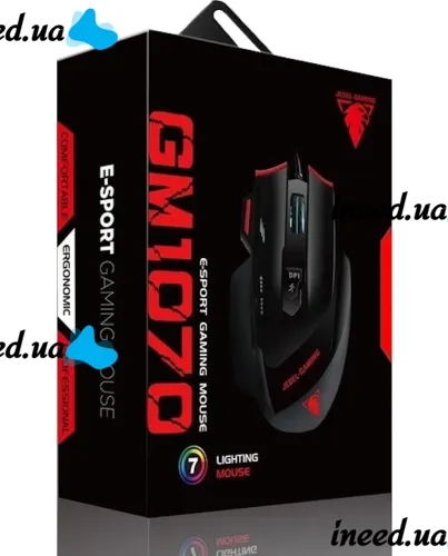 Игровая проводная компьютерная мышка Jedel GM1070 Black с RGB подсветкой для ПК, Геймерская USB мышь для компьютера и ноутбука 96493 Черная