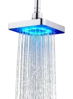 Світлодіодна квадратна насадка лійка для верхнього душу Shower head AND XL-902 з LED RGB підсвічуванням, душова насадка-лійка з датчиком температури