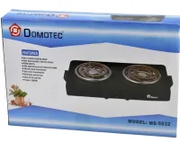 Domotec MS-5532 1000W Desktop Spiral Electric Stove with Two burners, Two-burner Electric Stove with Wide spiral and Thermostat Black