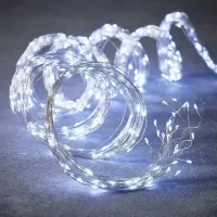 Внутренняя светодиодная гирлянда Конский хвост 200LED диодов 2 м 10 нитей Холодный белый для дома роса 10 струн по 2 метра USB Холодная белая